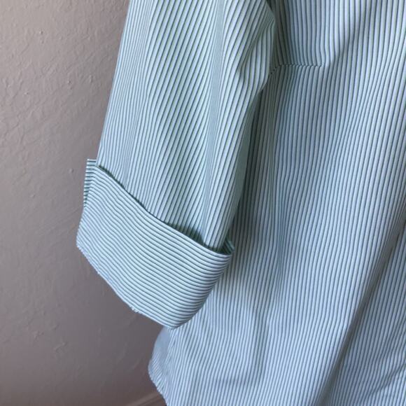 Land’s End Wrinkle Free Striped 3/4 Sleeve Dress Shirt - Picture 10 of 10